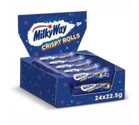 Milky Way Crispy Rolls Chocolate Bars 22.5g - Full Box of 24 Bars - Light & Crispy Milk Chocolate Snack - Individually Wrapped - Perfect for Lunchboxes, Snacks & Sharing