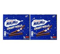 Milky Way Crispy Wafer Rolls 2 x (5x22.5g) Creamy, Chocolate-Flavoured Filling, Convenient for lunchboxes, backpacks, or travel, Satisfying crunch with every bite, Total 10 Bars