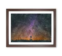 Milky Way Dreams Painting Modern Art Framed Print | A2 Walnut Framed Wall Art | Ready to Hang | Modern Space Picture | Living Room Bedroom Lounge Office