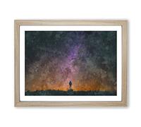 Milky Way Dreams Painting Modern Art Framed Print | A3 Oak Framed Wall Art | Ready to Hang | Modern Space Picture | Living Room Bedroom Lounge Office