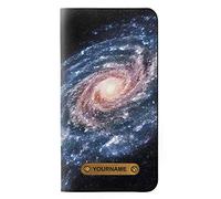Milky Way Galaxy PU Leather Flip Case Cover For iPhone 11 Pro Max PU Leather Flip Case Cover For iPhone 11 Pro Max with Personalized Your Name on Leather Tag