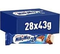 Milky Way Chocolate Bars, Nougat & Milk Chocolate Bulk Box, 28 x 43g, Ideal for Party Bag Fillers, Snacks or Hamper