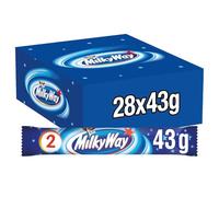 Milky Way Chocolate Bars, Nougat & Milk Chocolate Bulk Box, 28 x 43g, Ideal for Party Bag Fillers, Snacks or Hamper