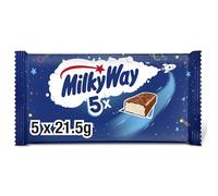 Milky Way Chocolate Bars 5 Pack Chocolate Multipack, Light & Fluffy Whipped Nougat Snack wrapped in Chocolate, Milk Chocolate Treat, Ideal for Party Bags, Hampers & Daily Snacks