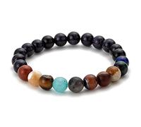 Milky Way Planet Sky Blue Sandstone Moon Stone Crystal Natural Stone Bead Galaxy Planet Solar System Chakra Bracelet (Metal Color : 8mm And 8mm)