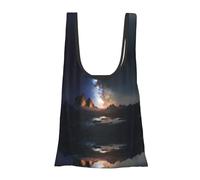 Milky Way Print Foldable Reusable Grocery Bag Lightweight Shopping Tote for Groceries Travel Beach Eco-Friendly Compact Adventure Tote