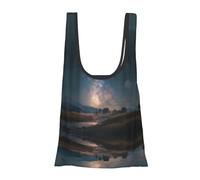 Milky Way Print Foldable Reusable Grocery Bag Lightweight Shopping Tote for Groceries Travel Beach Eco-Friendly Compact Adventure Tote