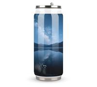 Milky Way Reflection Printed Stainless Steel Thermos Cup with Lid and Straw Suitable for Use in The Car Traveling Fitness Outdoor Activities Cafes Offices Home Use Etc
