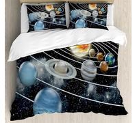 Milky Way Single Duvet Cover Set Planet Print Single Bedding Set Soft Fluffy Cosy 110gms Microfiber Duvet Covers and 2 Pillowcases 19"x 29" with Zipper Closure for Home Decor
