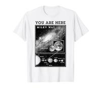 Milky Way Solar System Earth You are Here Astronomy Science Value Graphic T-Shirt, Men, White, S
