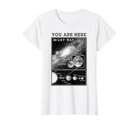 Milky Way Solar System Earth You are Here Astronomy Science Value Graphic T-Shirt, Women, White, S