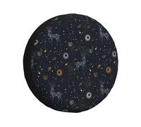 Milky Way Sun Constellation Deer Rv Tire Cover Adjustable Spare Tire Cover RV Spare Tire Cover 14-17 Inch Tire Covers for Trailers SUV Trucks