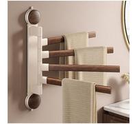Milky white four arm,Swivel Towel Bar - Strong Suction Cup Space aluminum + North American FAS walnut 4 Arm, Space Saving Space Folding Towel Holder,270° Rotation,No Hole Punching