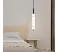 Milky White Glass Bubble Linear Kitchen Pendant Lighting Mid Century Modern 5-Light Glass Globe Round Vintage Long Dining Room