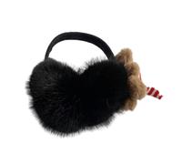 (Milky white, One size) Christmas Bear Winter Ear Muffs Soft & Warm Ear Covers for Women Teens Furry Plush Ear Protectors for Outdoor Activity Black