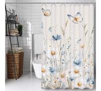 Milky White Shower Curtain for Bathroom 90 x 200 cm, Waterproof Polyester Fabric Rustproof Eyelets Shower Curtain, Weighted Hem, Machine Washable, Quick Dry, Bathroom Decor Curtains Butterfly,L#594