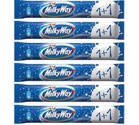 MilkyWay 1+1 Chocolate Bar 52g - 6 Pack - EU Import - Soft Nougat & Creamy Milk Chocolate Candy - Individually Wrapped Treats - Great for Snacking, Sharing, Lunchboxes & Gifting - Made in Europe
