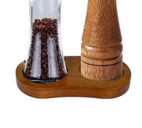 Mill Bin - Rubber Wooden Pepper Mill Holder with Double Grid | Heat Resistant Mill Support, Storage Bin For Pepper Mills And Bottles, Kitchen Counters And Organizer