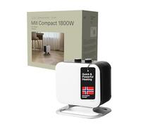 Mill Compact Portable Fan Heater 1800W, PTC Ceramic Heater for 5-30m2, MEC Electric Heaters for Home, Quiet Electric Radiators Free Standing, Rapid Heat White Plug In Radiator Designed in Norway