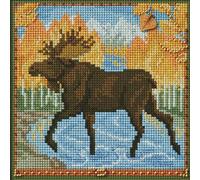 Mill Hill Autumn Moose Beaded Counted Cross Stitch Kit 2024 Buttons & Beads Autumn MH142425, Multicolor, 5.25 x 5.25 Inches