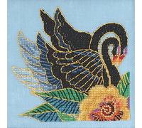 Mill Hill Black Swans Beaded Counted Cross Stitch Kit 2023 Laurel Burch Birds Collection LB302311 Multi, 5 x 5 inches