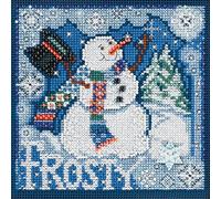 Mill Hill Buttons & Beads Counted Cross Stitch Kit 5"X5", Frosty Snowman Winter (14 Count)