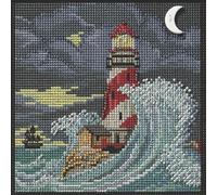Mill Hill Haunted Lighthouse Beaded Counted Cross Stitch Kit 2025 Buttons & Beads Autumn MH142522, Multicolor, 5.25 x 5.25 Inches