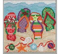 Mill Hill Holiday Flip Flops Buttons & Beads Counted Cross Stitch Kit-5"X5" 14 Count