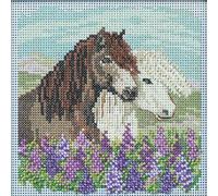 Mill Hill Icelandic Horses Beaded Counted Cross Stitch Kit Buttons & Beads 2024 Spring Series MH142415