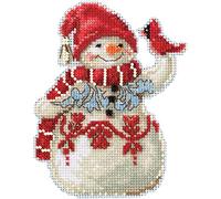 Mill Hill/Jim Shore Counted Cross Stitch Kit 5"X3.5"-Snowman with Cardinal