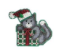 Mill Hill Kitty's Gift Beaded Counted Cross Stitch Christmas Ornament Kit 2006 Winter Holiday MH18-6305