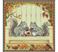 Mill Hill Nutty Squirrels Beaded Counted Cross Stitch Kit 2024 Buttons & Beads Autumn MH142422, Multicolor, 5.25 x 5.25 Inches