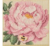 Mill Hill Peony Beaded Counted Cross Stitch Kit Buttons & Beads 2025 Spring Series MH142511, 5.25 x 5.25 inches, Multi