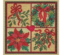 Mill Hill Winter Greens Beaded Counted Cross Stitch Kit Buttons & Beads 2023 Winter Series MH142333, 5.25" x 5.25", Multi