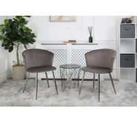 Mill - Set Of 2 Velvet Dining Chairs - (Grey Silver Leg)