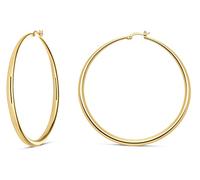 MILLA 14K Gold Hoop Earrings For Women, Silver Hoop Earrings & Rose Gold Earrings with Graduated Curvature, Yellow Gold, No Gemstone