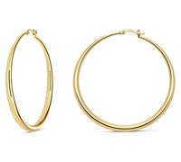MILLA 14K Gold Hoop Earrings For Women, Silver Hoop Earrings & Rose Gold Earrings with Graduated Curvature, Yellow Gold, No Gemstone