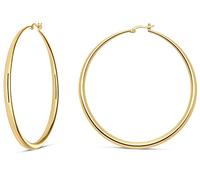 MILLA 14K Gold Hoop Earrings For Women, Silver Hoop Earrings & Rose Gold Earrings with Graduated Curvature, Yellow Gold, No Gemstone