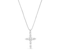Milla 14K Gold Plated Cross Necklace for Women, Silver Cross Necklaces for Women, 18 inches Chain with Cross Pendant, Sterling Silver, Cubic Zirconia