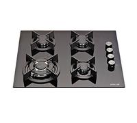 MILLAR GH6041XEB 60cm Built-in 4 Burner Black Gas on Glass Hob with FFD, Cast Iron Pan Support, LPG Conversion Kit Included