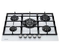 Millar GH7051TW Tempered Glass Gas Hob Cooktop with 5 Burners - White, 70 cm