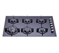 Millar GH9061PB 90 cm Gas Hob with Tempered Glass Black 6 Gas Burners