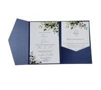 MillaSaw Blue 5X7 Invitation Pouch with Envelope for Wedding Bridal Shower Birthday Thank You Card 25pcs (Blue)