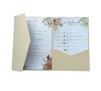 MillaSaw Champagne Gold Invitations Card Pocket with Envelope 20 Sets (Champagne)