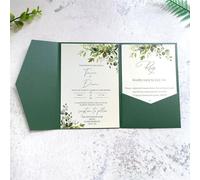 MillaSaw Dark Green Invitation Card Pocket with Envelop for Wedding Mermail Holiday Party 20 Sets (Dark Green)
