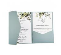 MillaSaw Folder for Invitations, for Wedding, Baptism, Bridal Shower, approx. 12.5 cm x 18 cm, 20 Sets, Sea Blue