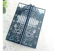 MillaSaw Navy Blue Wedding Invitation Gate Laser Cut Card Marriage Engagement Ceremony Invite 25Pcs (4.9"x7.1", navy blue)