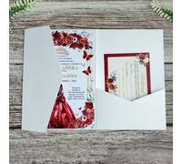 MillaSaw White Wedding Invitation Pocket, Tri Fold Invite Holder, Density Paper Fit for Mariage Bridal Shower Sweet 16th Quince Birthday Cards 20 Sets (White Pearl)