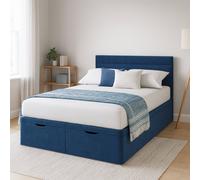 Millbrook Miller Double Velvet End Lift Ottoman Bed - Blue