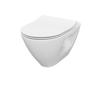 Mille Wall mounted toilet bowl without rim with softclose seat, White (S701-454-ECO)